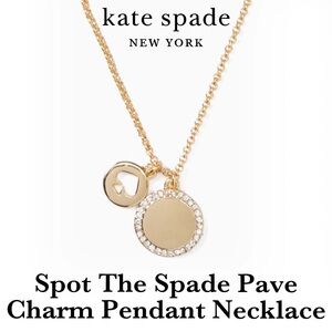 Kate Spade Spot The Spade Pave Charm Gold Pendant Necklace